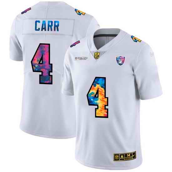 Las Vegas Raiders 4 Derek Carr Men White Nike Multi Color 2020 NFL Crucial Catch Limited NFL Jersey